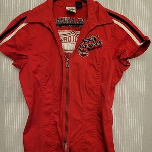 Harley Davidson zip collar shirt, S